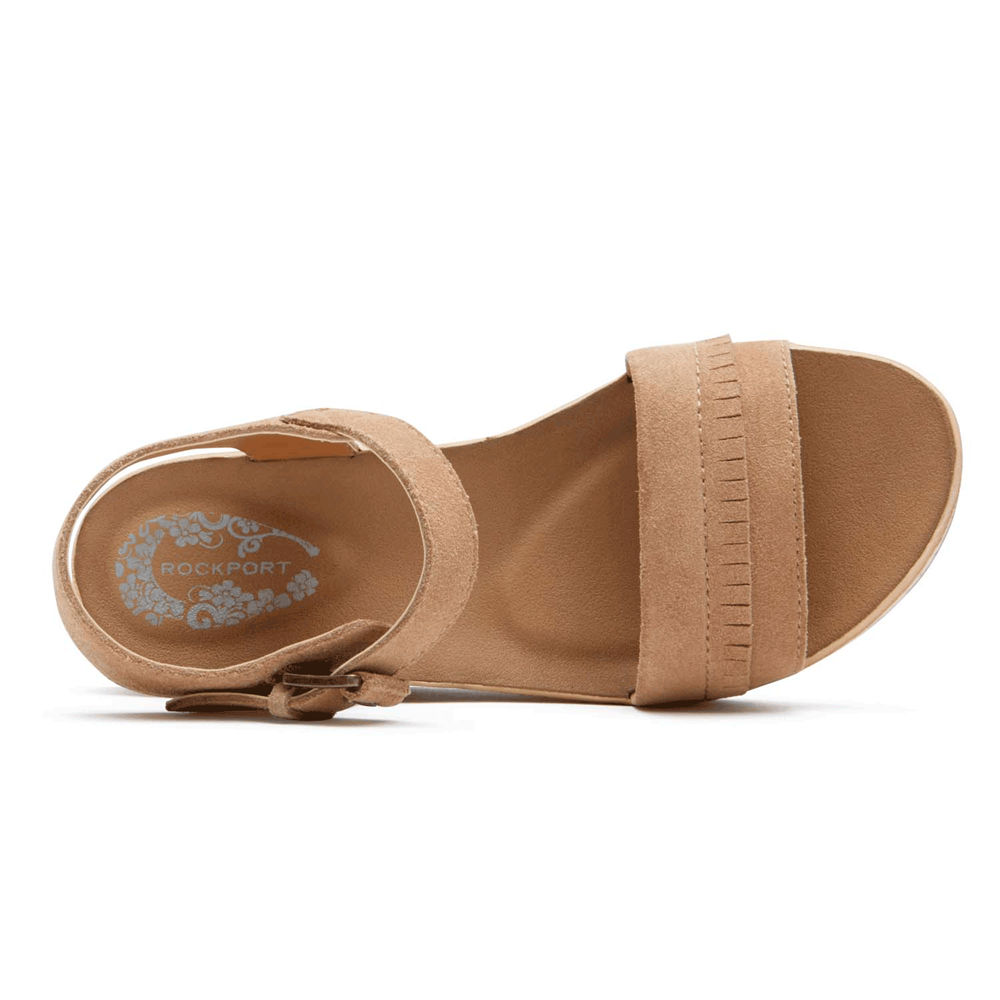 Sandálias Rockport Mulher Caqui - Weekend Casuals Lanea Quarter-Strap - 96251VLSE